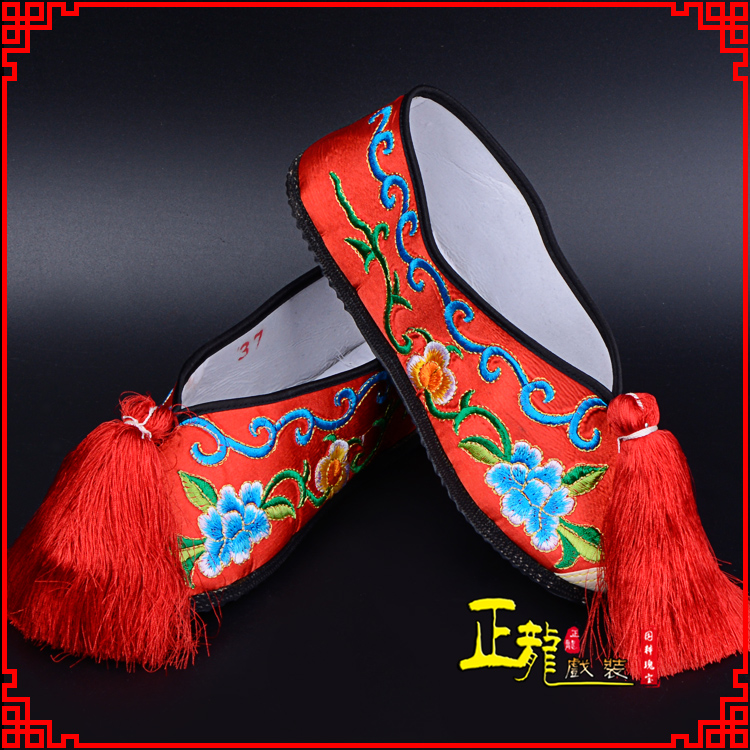 惠济京剧越剧戏曲彩鞋花旦绣花 普平底彩鞋